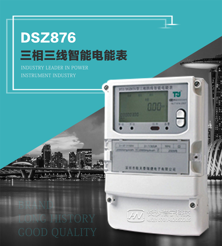 產品介紹
DSZ876型智能電能表是采用大規模集成電路，應用數字采樣處理技術及SMT工藝，根據工業用戶實際用電狀況所設計制造的具有現代先進水平的儀表。
該表性能指標符合GB/T 17215.321-2008《交流電測量設備 特殊要求》第21部分靜止式有功電能表（1級和2級）、GB/T 17215.322-2008《交流電測量設備 特殊要求》第22部分靜止式有功電能表（0.2S級和0.5S級）國家標準和DL/T 614–2007《多功能電能表》標準，其通信符合DL/T645–2007《多功能電能表通信協議》的要求，并兼容DL/T645–1997《多功能表通信規約》的要求，可根據功能定制需求符合多功能電能表的各項技術要求。